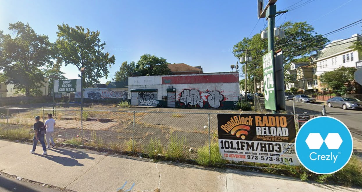 Newark, NJ Covered Land with pending plans for 78K sf/ 100 unit development. 16K sf corner lot, former carwash. Normal s
