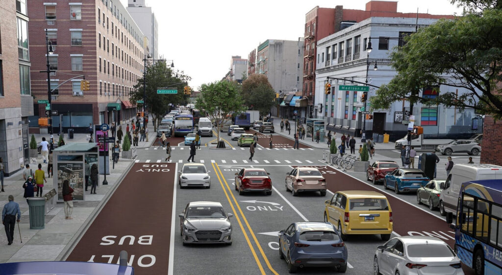 Construction Begins on 2.5-Mile Bus Lane Overhaul Of 116th Street In East Harlem, Manhattan